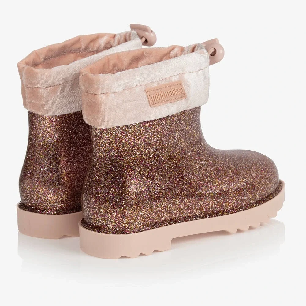 Mini‎ Melissa toddler Girls Rose Gold PINK PVC Rain Boots Size 5 NEW box